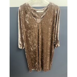 Ellison Woman's Dress Gold Velvet,Classic,Shift Style Long Sleeves, Size‎ Large
